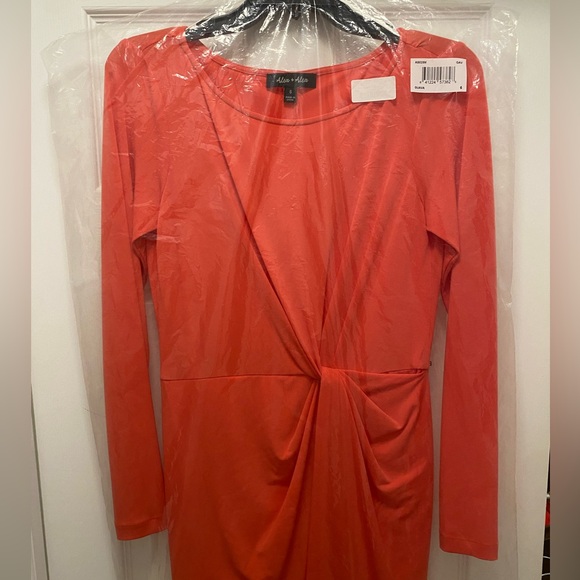 Alex & Alex Side Knot Long Sleeve Jersey Dress in Guava Size 6 - Picture 6 of 7